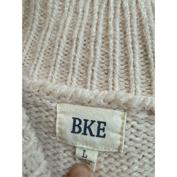 BKE Cream with Multicolor Wide StripesMock Neck Pullover Swearter - Picture 4 of 6